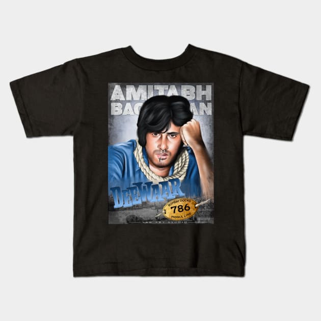 Amitabh Bachchan Deewar art Kids T-Shirt by SAN ART STUDIO 